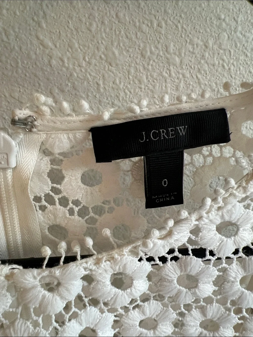 J. Crew White Crochet Lace Bell-Sleeve Blouse